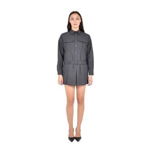 Parosh Mini Shirt Dress In Charcoal Grey Wool Blend - NWT